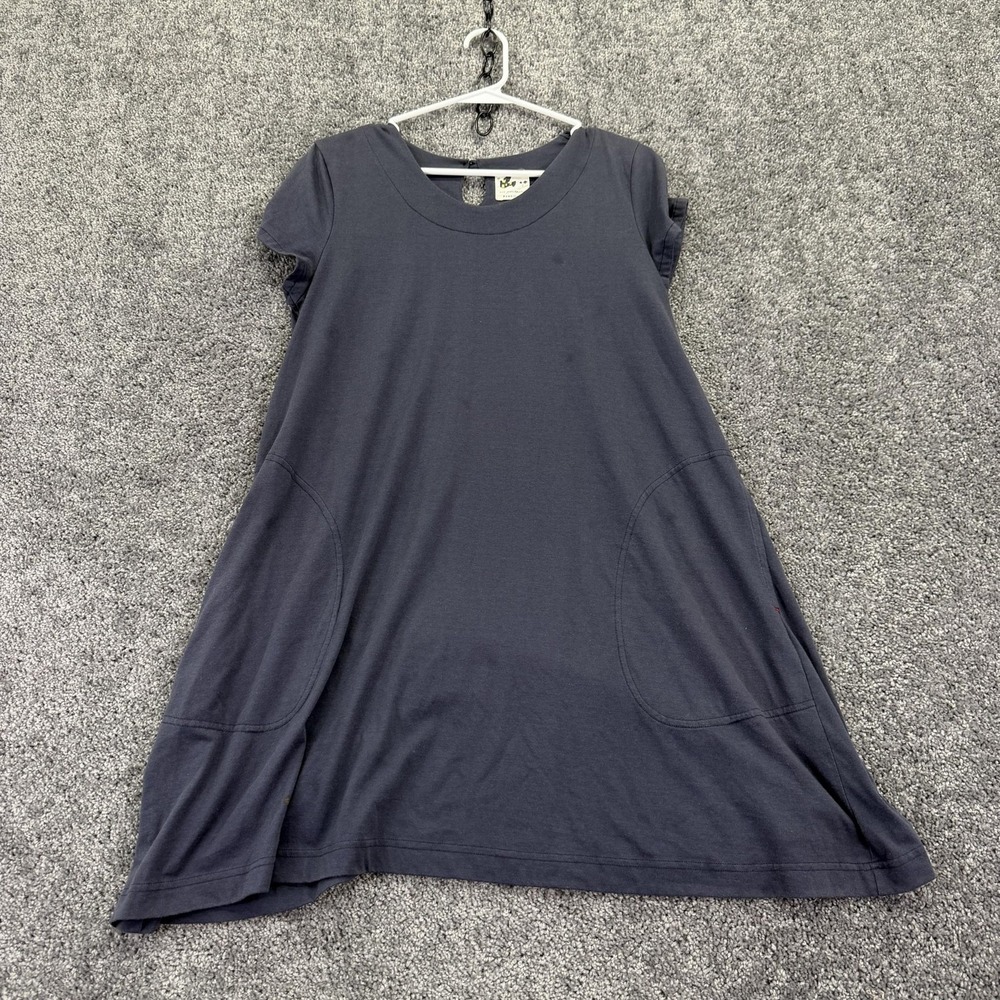 MAMAIKUKO Dress Womens M Blue Gray T Shirt Swing Short Pockets Cotton Jersey